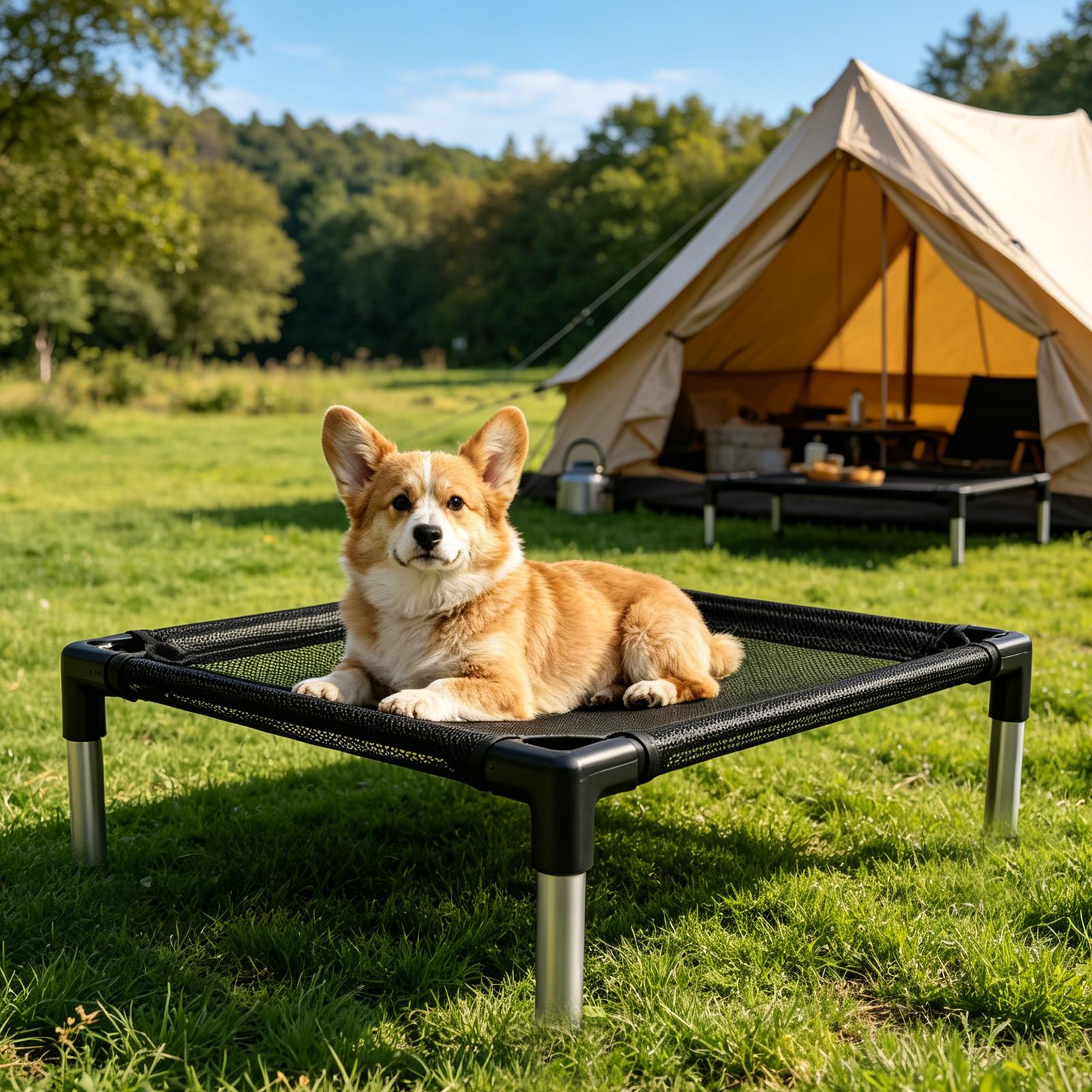 Outdoor Camping Dog Bed - 높이 조절 가능한 통기성 메쉬 소재의